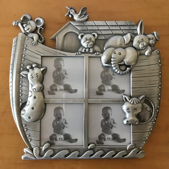 Vintage  pewter children's photo frame holding four photos - Picture 2 of 9